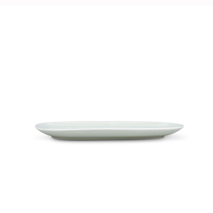 F2D Ceres plat bord 33x23 cm frost white – detail van de matte witte glazuurlaag