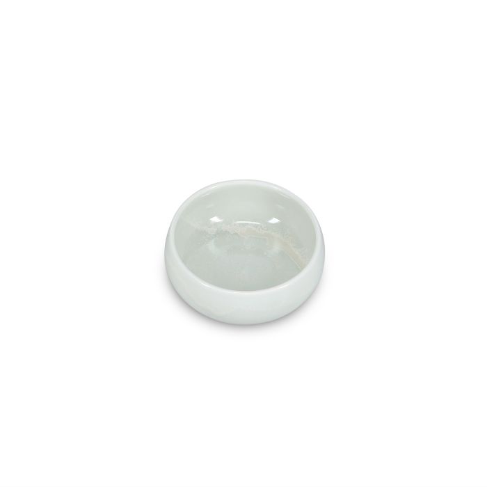 F2D Ceres kom 14xH6,5 cm bolvorm frost white – sfeerbeeld gedekte tafel in restaurant