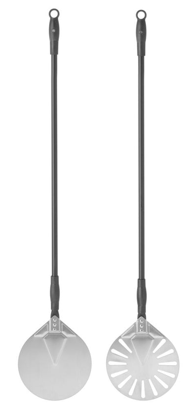 Hendi ronde geperforeerde pizzaschep RVS 230x1200 mm – overtollige bloem valt eenvoudig weg