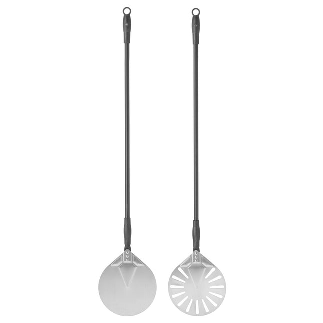 Hendi ronde geperforeerde pizzaschep RVS 230x1200 mm – overtollige bloem valt eenvoudig weg