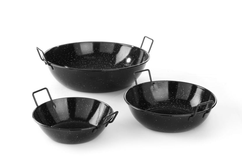 Geëmailleerde Hendi paellaschaal 240 mm zijaanzicht – hoge rand voor sauzen en rijstgerechten
