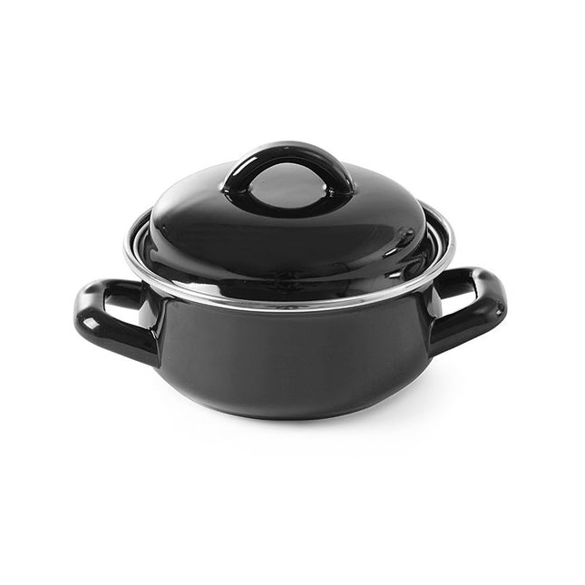 Hendi soep- en sauspan zwart emaille 135x60 mm 0,6 l – steelpan voor keuken en tafelservice