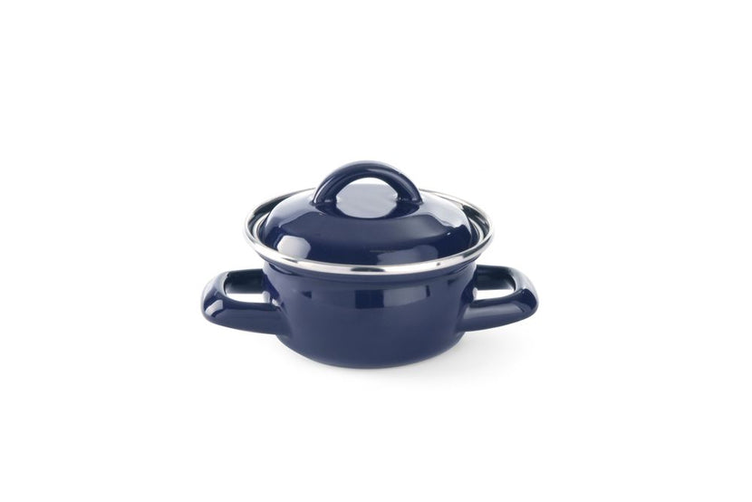 Hendi soep- en sauspan blauw emaille 100x60 mm 0,4 l – klein pannetje voor sauzen
