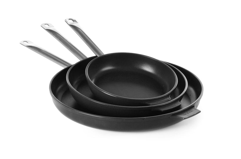 Hendi koekenpan gietaluminium 400x55 mm met RVS handvat – extra grote bakpan voor de horeca
