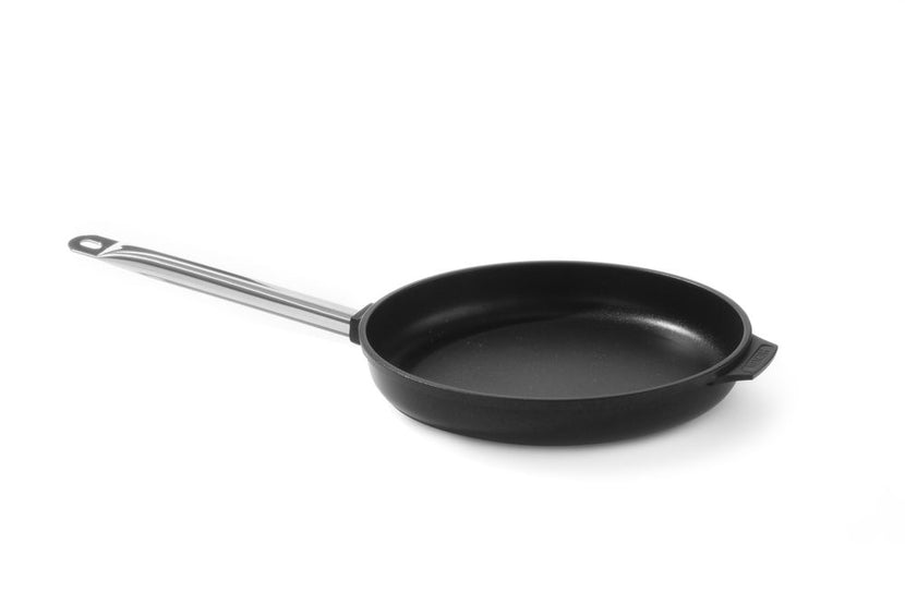 Hendi koekenpan gietaluminium 280x55 mm met RVS handvat – ruime bakpan voor de horeca