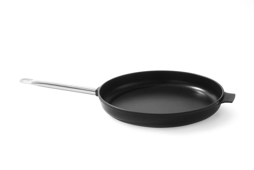 Hendi koekenpan gietaluminium 360x55 mm met RVS handvat – grote pan voor catering