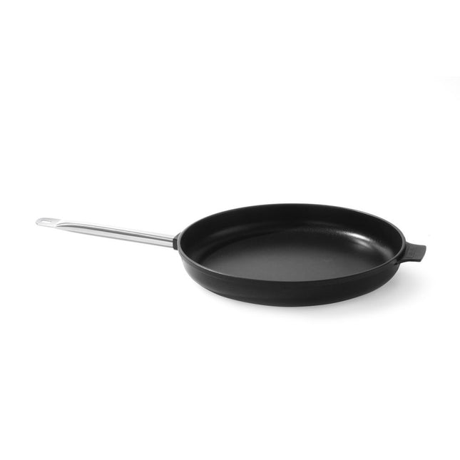 Hendi koekenpan gietaluminium 360x55 mm met RVS handvat – grote pan voor catering