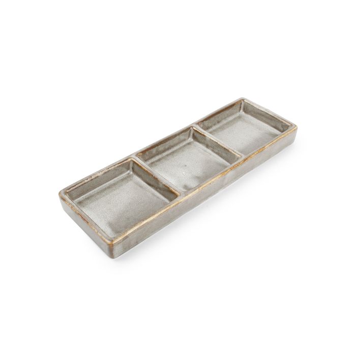 F2D Ceres serveerschaal 24x8 cm grijs – zijaanzicht langwerpige schaal voor tapas en amuses