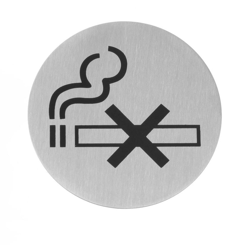 Hendi deurschild RVS Niet Roken zwart 75 mm – rookverbodsbordje voor restaurant en hotel