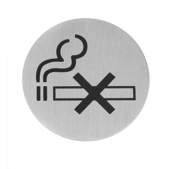 Hendi deurschild RVS Niet Roken zwart 75 mm – rookverbodsbordje voor restaurant en hotel