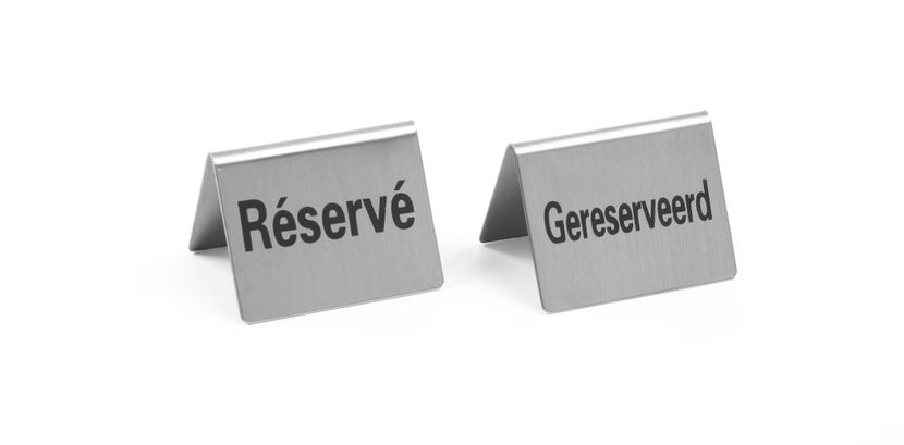 Hendi tafelstandaard Gereserveerd RVS 52x40 mm set van 4 – reserveringsbordjes voor restaurant