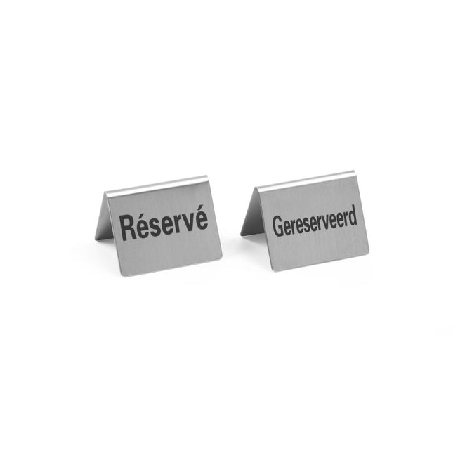 Hendi tafelstandaard Gereserveerd RVS 52x40 mm set van 4 – reserveringsbordjes voor restaurant