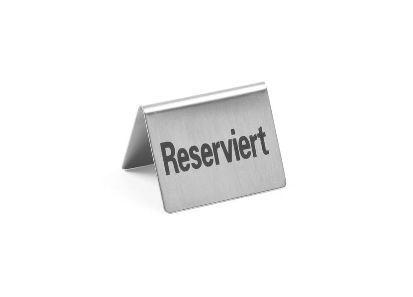 Hendi tafelstandaard RVS Reserviert 52x40 mm set van 4 – Duitstalige tafelbordjes voor hotel