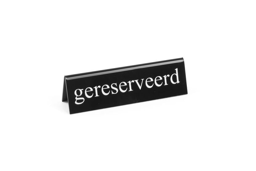 Hendi tafelstandaard Gereserveerd 130x35x40 mm zwart met witte tekst – bordje voor tafelreservering