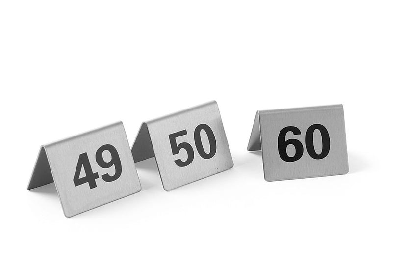 Hendi tafelstandaards met nummers 49 tot 60 RVS 55x52x35 mm – nummerbordjes voor restaurant