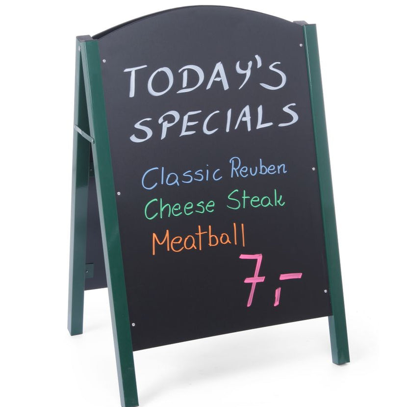 Hendi krijtstoepbord 700x1100 mm – dubbelzijdig stoepbord met stalen lijst voor restaurant en cafe