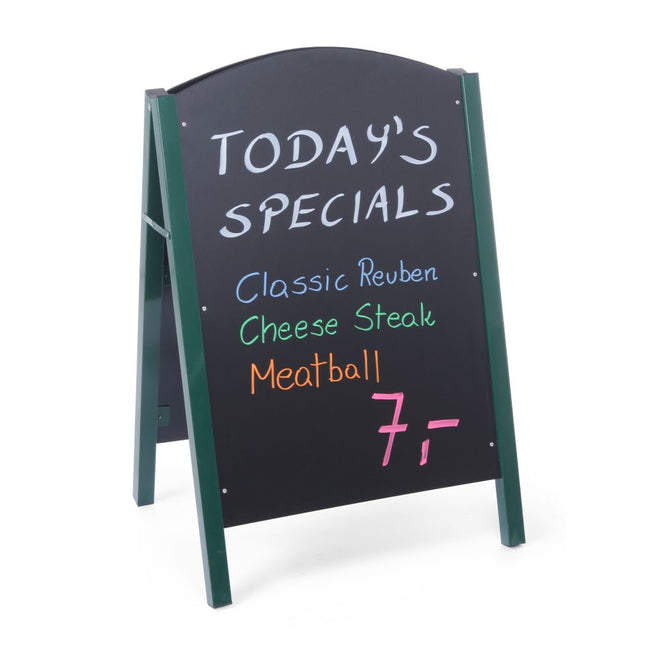 Hendi krijtstoepbord 700x1100 mm – dubbelzijdig stoepbord met stalen lijst voor restaurant en cafe