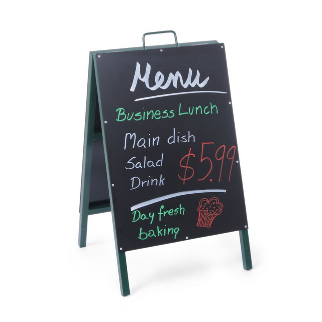 Hendi krijtstoepbord 500x850 mm – reclamebord met stalen frame voor terras en horeca-ingang