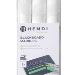 Hendi krijtstift wit 15 mm platte punt – set van 3 brede stiften voor grote letters op stoepbord