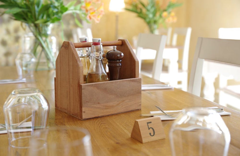 Hendi houten bar caddy – vakverdeling voor rietjes, suiker en servetten in cafe en restaurant