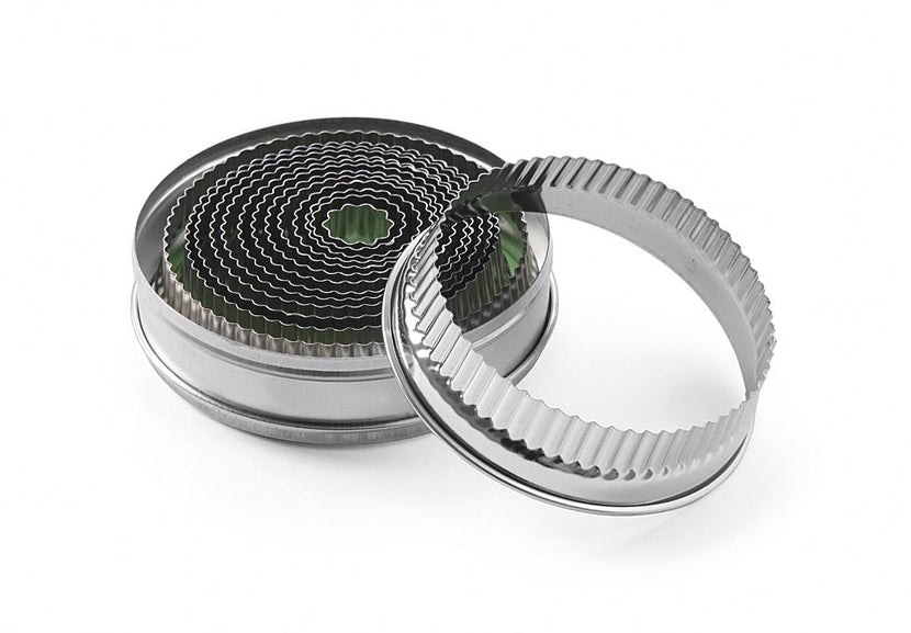 Hendi uitsteekvormen set 14-delig RVS – ronde kartelvormen 18-108 mm voor deeg en gebak in de keuken