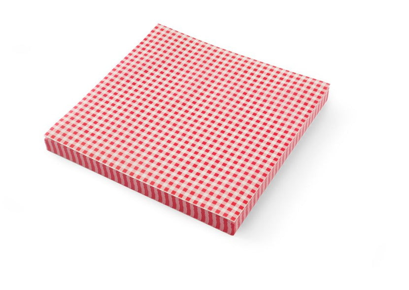Hendi vetbestendig papier ruitmotief 306x305 mm – 500 vellen serveerpapier voor burgers en snacks