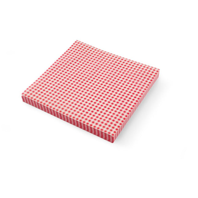 Hendi vetbestendig papier ruitmotief 306x305 mm – 500 vellen serveerpapier voor burgers en snacks