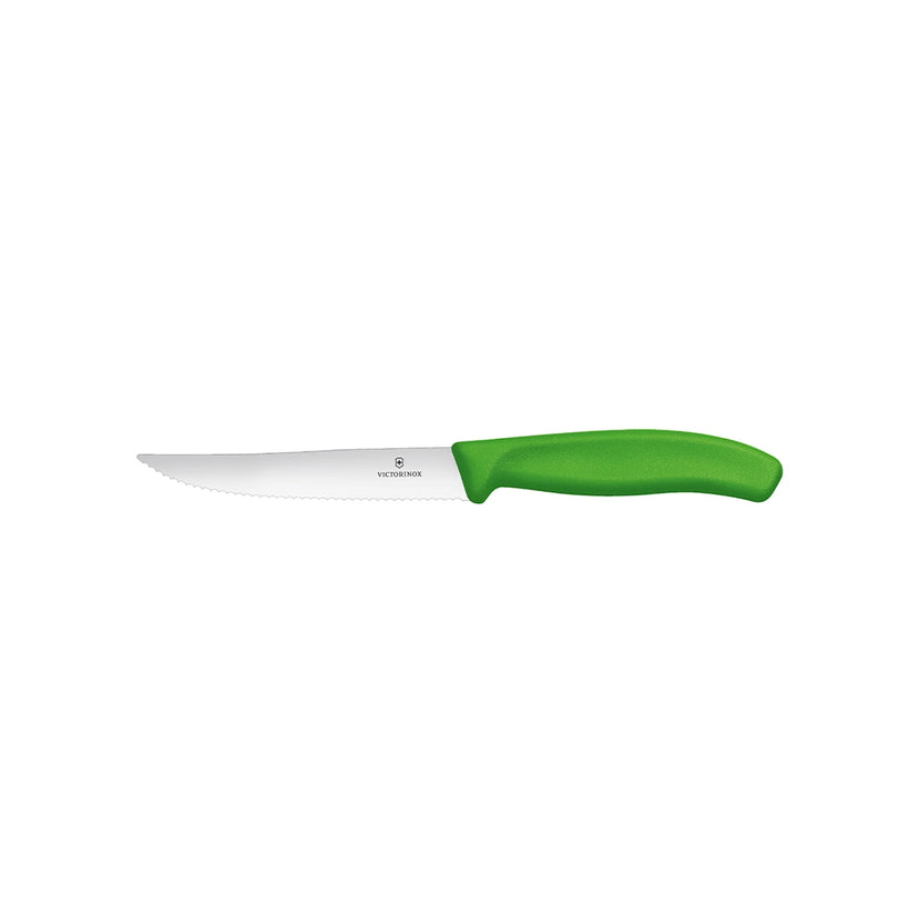 Victorinox pizzames groen met kartelsnede – scherp pizzames voor pizzeria en restaurant