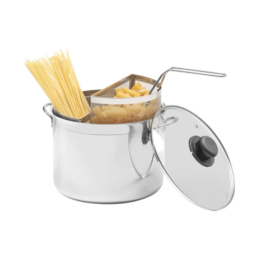 EMGA pasta-kookpan 6 liter met dubbele inzetvergieten – kookpan voor pasta en groenten in de horeca