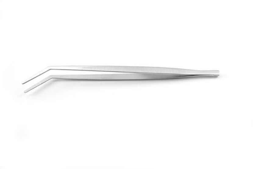 Hendi pincet gekromd RVS 305 mm – lange gebogen serveerpincet voor buffet en professionele keuken