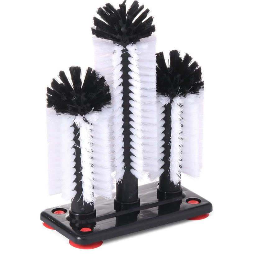 Hendi glazenspoelborstel 3-delig 18-25-18 cm – borstelset voor het spoelen van bierglazen in cafe