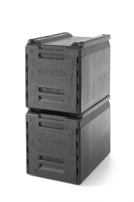 Hendi cateringbox 66 l frontlader – open deur met GN-bakken voor maaltijdtransport in de catering