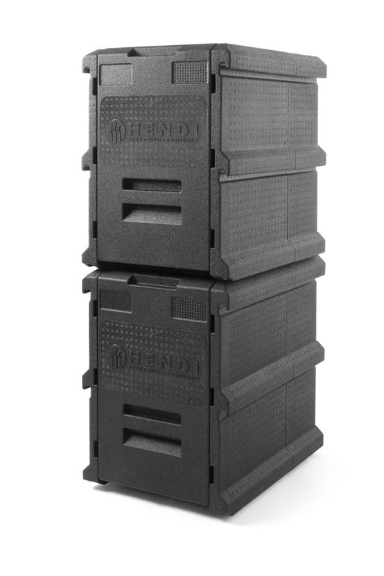 Hendi cateringbox 100 liter EPP – geopend met GN-bakken voor warme maaltijden in de catering
