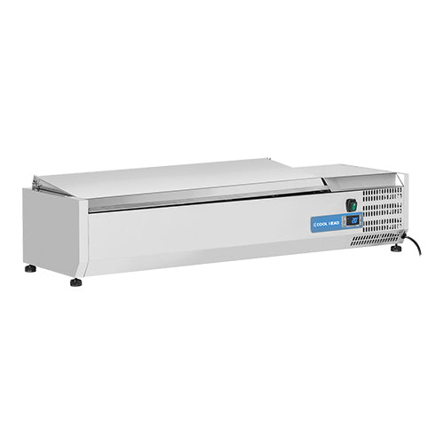 EMGA vitrine 5x 1/4 GN met RVS deksel – presentatievitrine voor buffet en toonbank