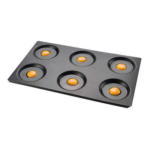 EMGA bakplaat 1/1 GN met 6 vormen Ø 12,5 cm – bakvorm voor patisserie en horeca