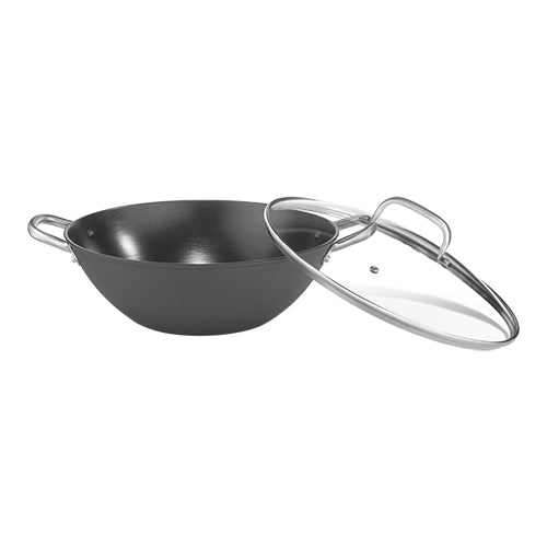 EMGA Hapjespan Ø 32 cm met greep – grote stalen hapjespan voor horeca
