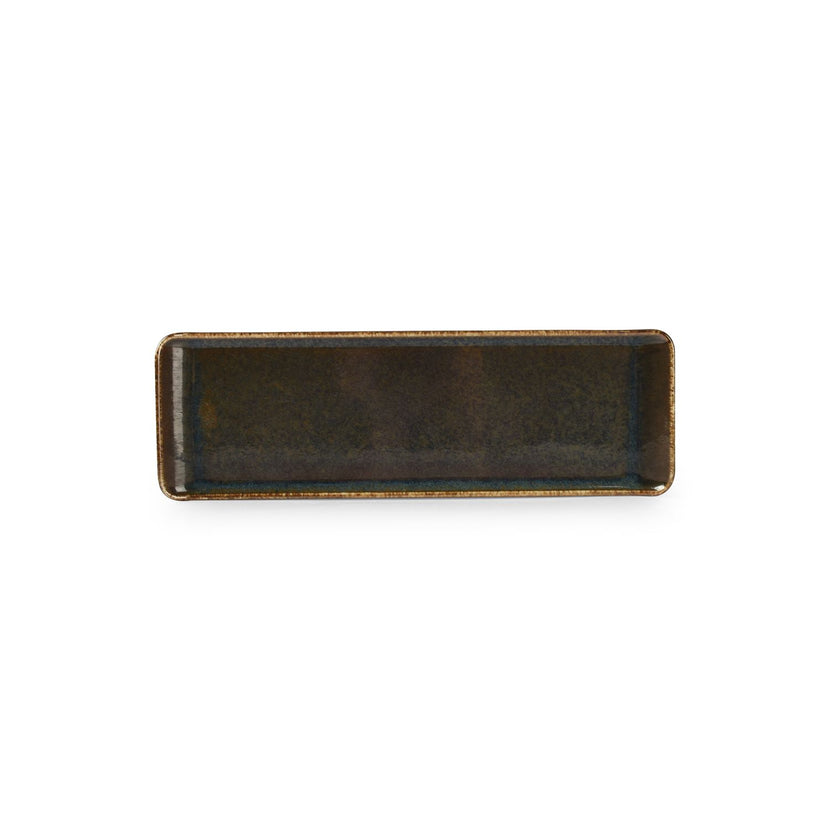 Bonbistro Cirro serveerschaal 30x9,5 cm groen – detailfoto porselein serveerschaal voor restaurant en horeca