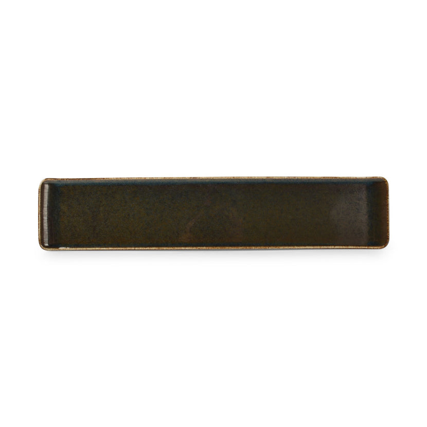 Bonbistro Cirro serveerschaal 46,5x9,5 cm groen – langwerpig porselein voor buffet en restaurant