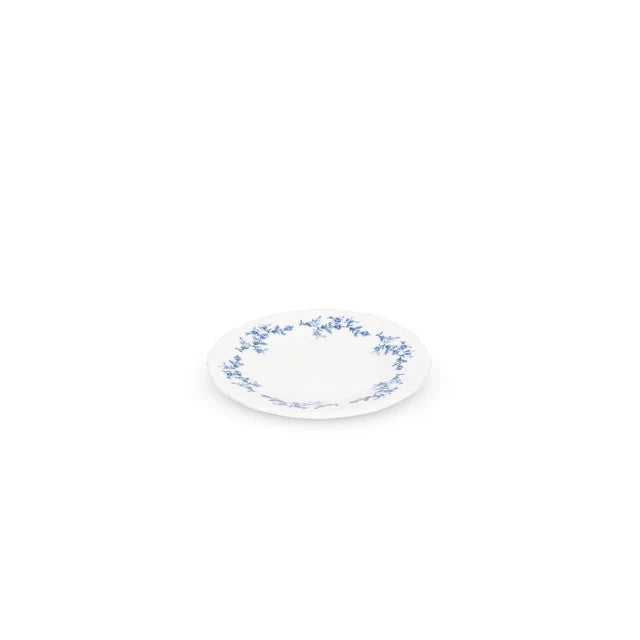 Bonbistro Retro plat bord 16 cm blue flower – zijaanzicht van het bord met blauw dessin