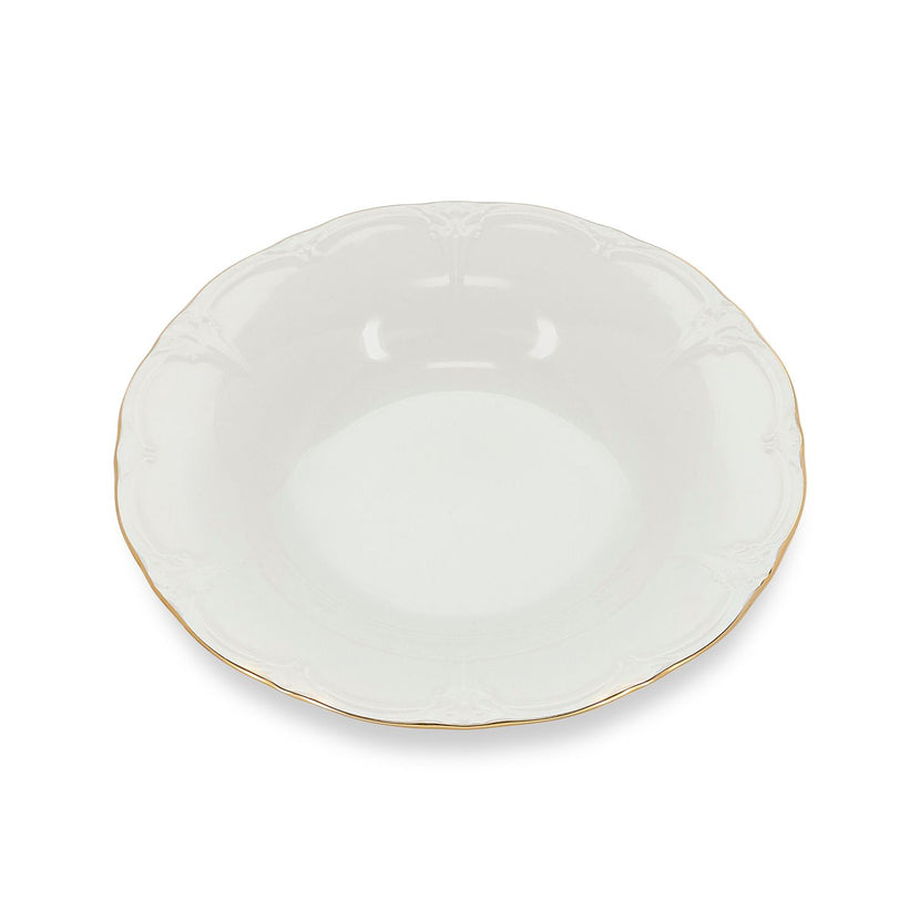 Bonbistro Retro diep bord 23,5 cm met gouden rand – porseleinen pastabord voor de horeca