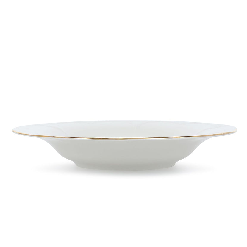 Bonbistro Retro diep bord 23,5 cm met gouden rand – zijaanzicht van het diepe porseleinen bord