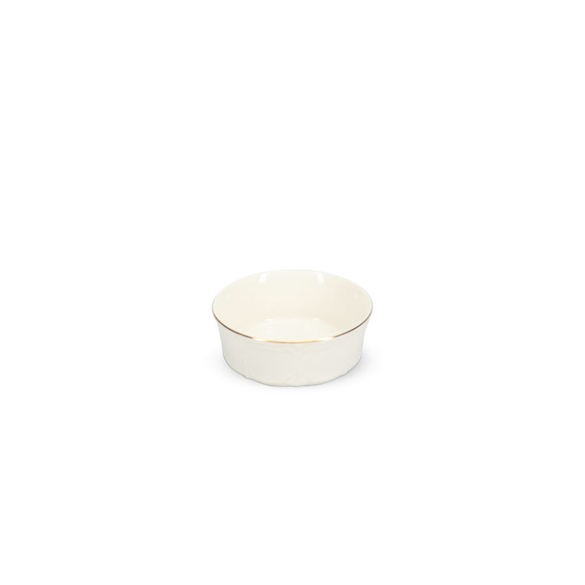 Bonbistro Retro kom 13 cm met gouden rand – zijaanzicht van de porseleinen kom voor restaurants