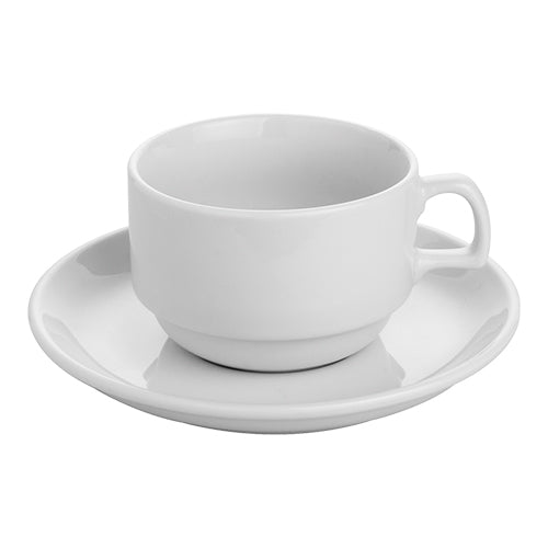 EMGA thee- en cappuccinoschotel Ø 15 cm detail – wit porselein voor café