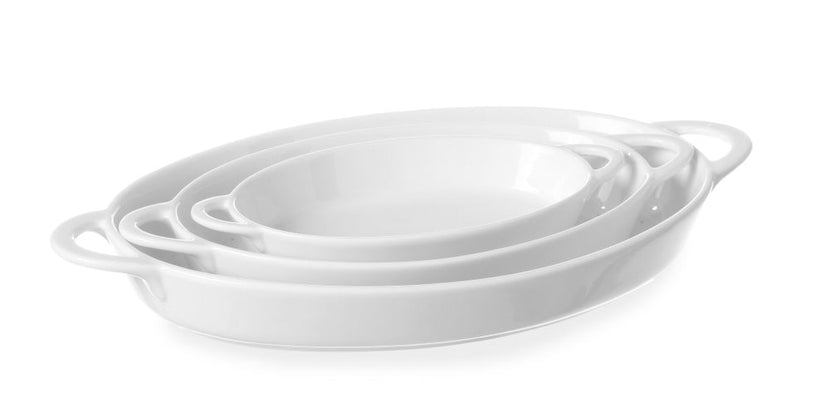 Hendi tapasschaal ovaal met grepen 270x180x40 mm – wit porselein voor tapas en delen in restaurant
