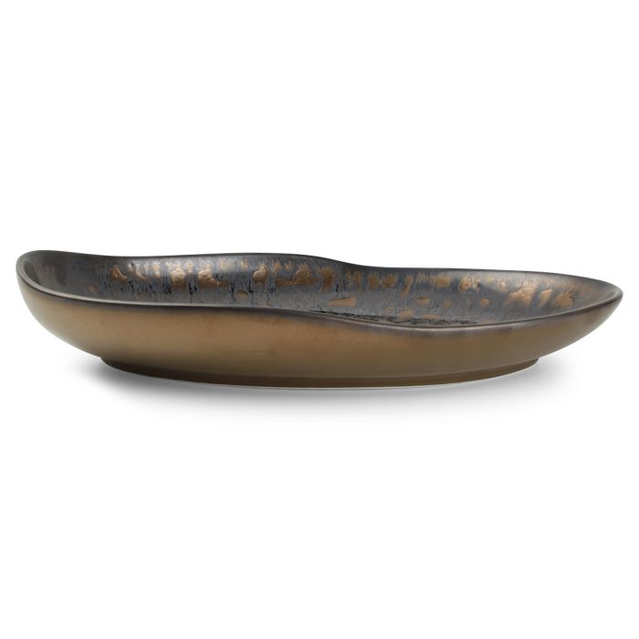 Chic Nobile diep bord 35x23xH5 cm gold flaked – detailfoto luxe porselein voor fine dining