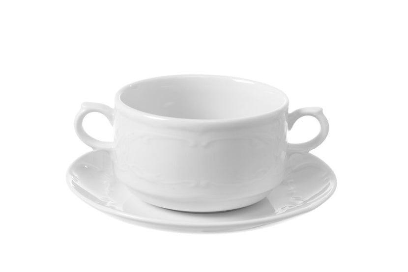 Hendi Flora schotel 158 mm – detail van het witte porselein voor cappuccino- en soepservice