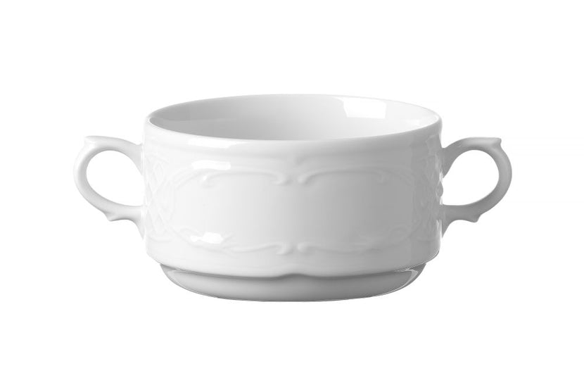 Hendi soepkom 250 ml Flora 99x147x62 mm – porseleinen kom met oren voor soep en bouillon