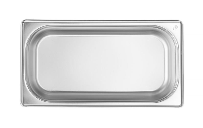 Hendi gastronormbak 1/3 65 mm – close-up van de rvs bak voor bain-marie en koelbuffet