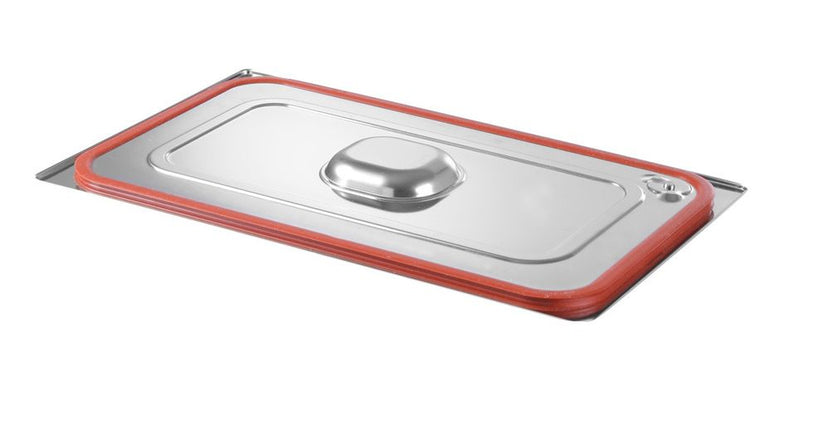 Hendi Profi Line gastronorm deksel 1/6 – klein rvs GN-deksel met siliconenrand voor saladebar