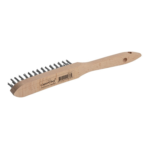 EMGA staalborstel 28 cm detail – harde borstelharen voor bakplaat en grill